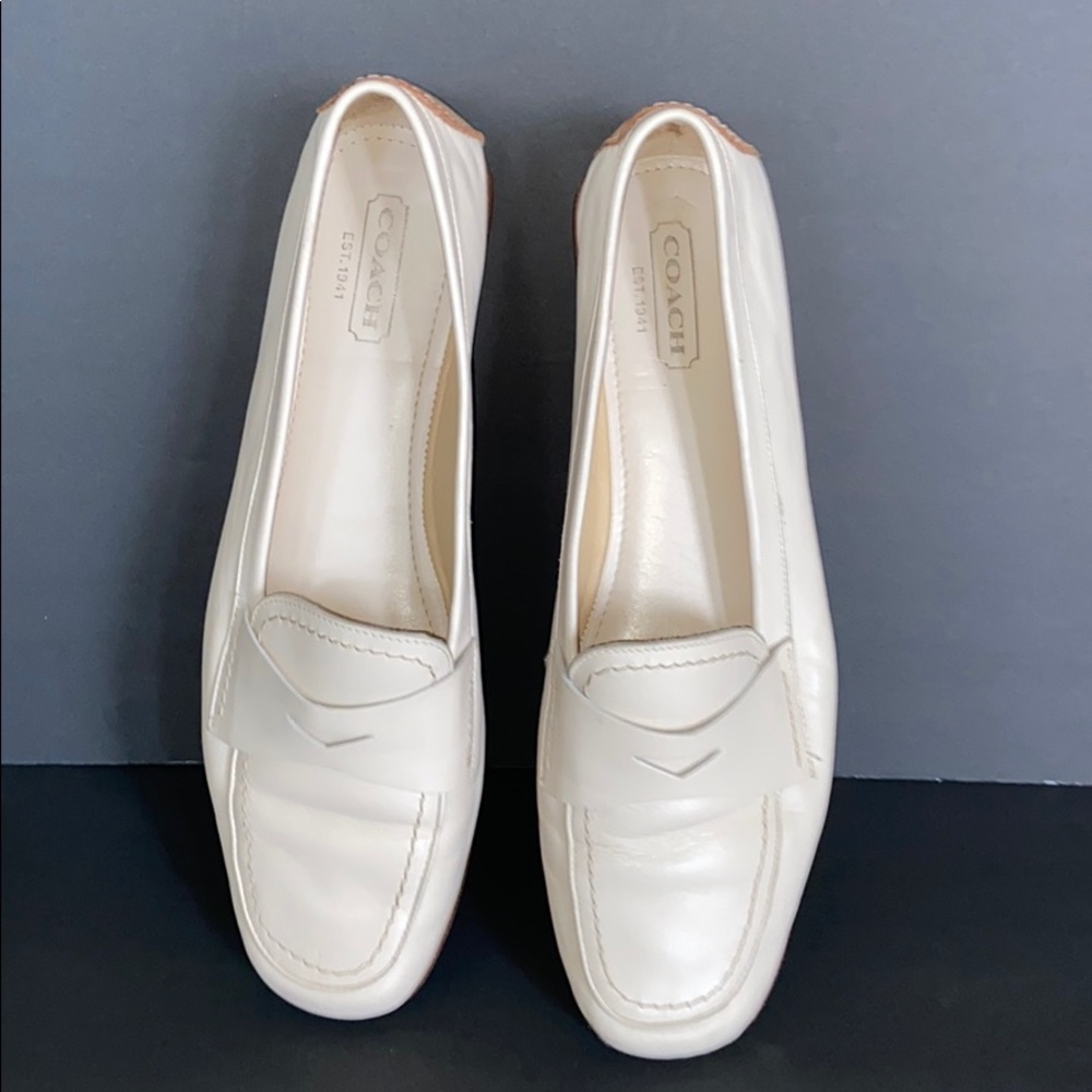 Coach ivory loafers leather shoes size10 - Picture 2 of 6